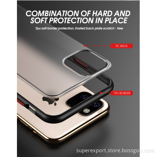Frosted Semi-transparent PC+PC Anti-scratch protection phone case for iPhone